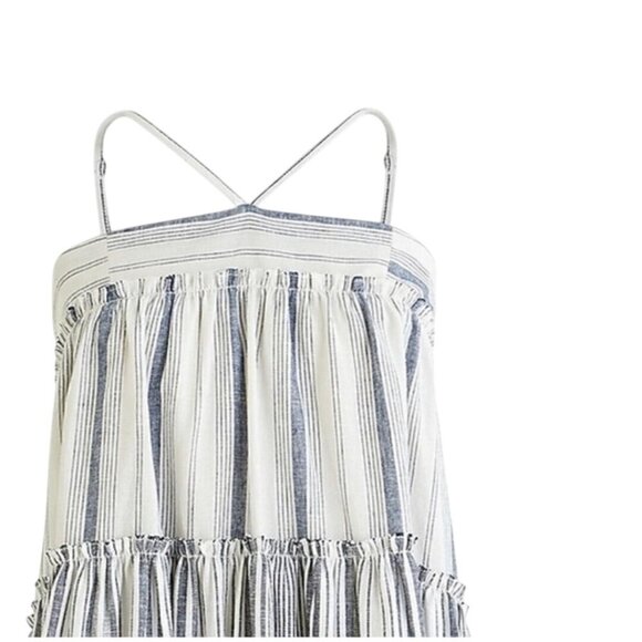 J.Crew Chambray Coverup Dress In Stripe Halter Pockets Adjustable Straps Size M - Picture 5 of 10